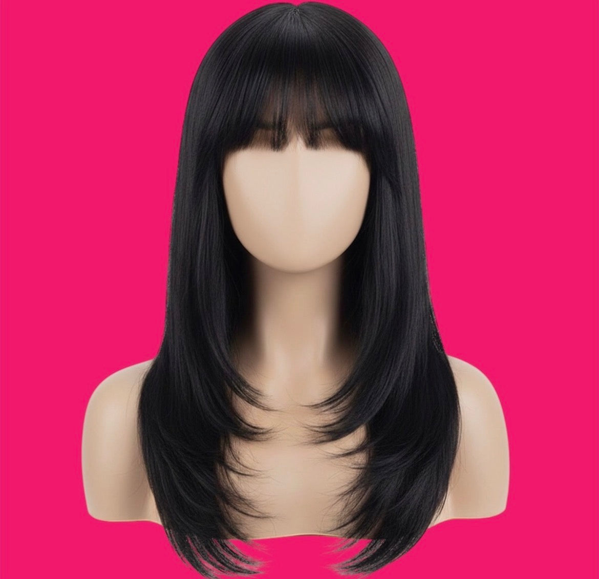Shake-N-Go Black Layered Legacy HUMAN HAIR BLEND Full Wig - GENEVA 18 inches
