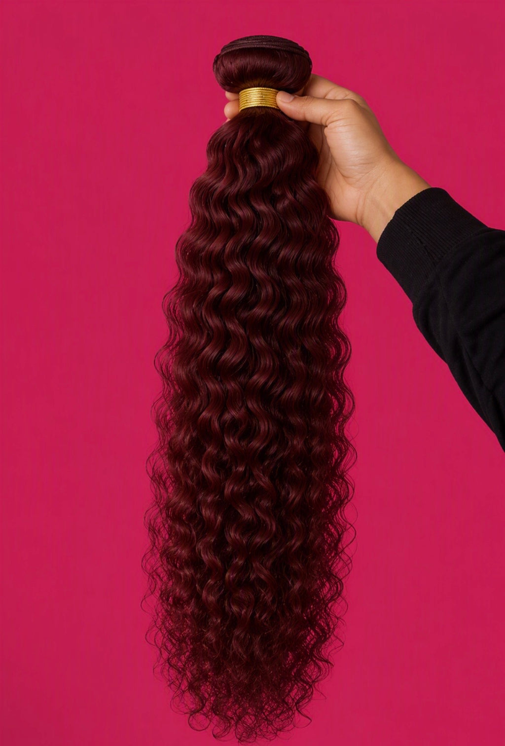 26” Burgundy Body Wave Hair Bundle – Human Hair Blend Extensions Full Volume