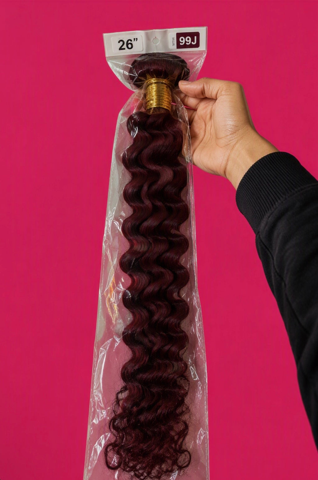 26” Burgundy Body Wave Hair Bundle – Human Hair Blend Extensions Full Volume