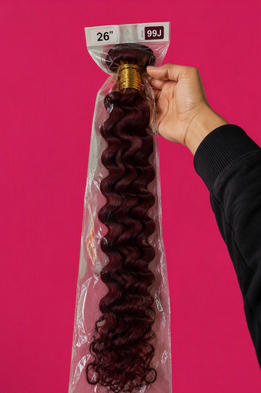 26” Burgundy Body Wave Hair Bundle – Human Hair Blend Extensions Full Volume
