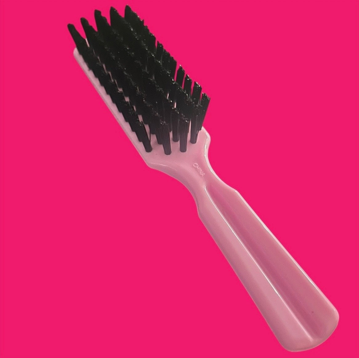 8 Inch Pink Long Plastic Hair Styling Brush,Nylon Bristle