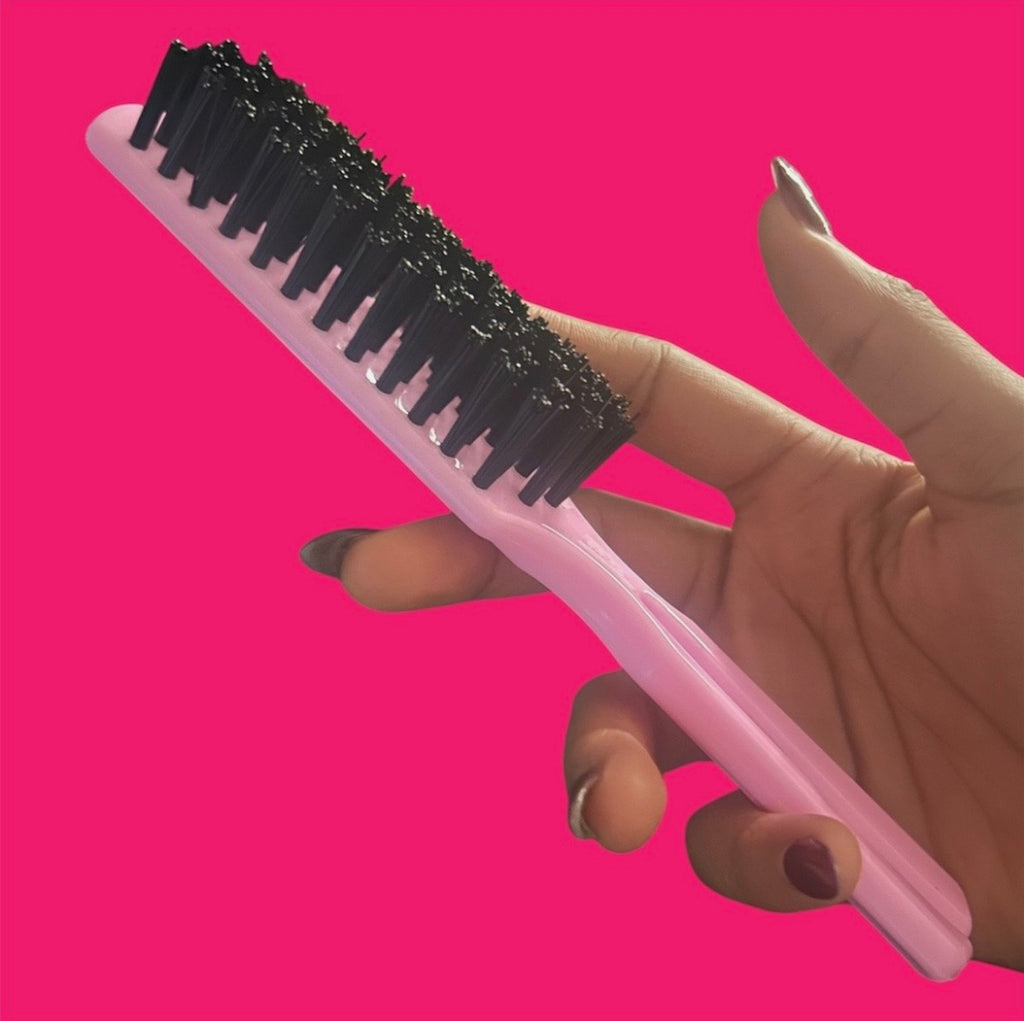 8 Inch Pink Long Plastic Hair Styling Brush,Nylon Bristle