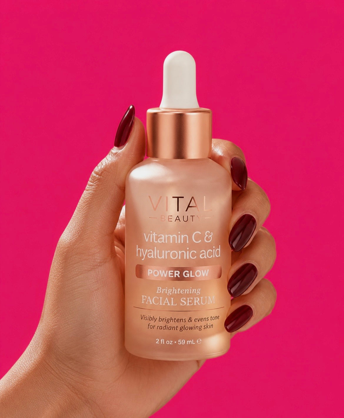 Vital Beauty Vitamin C & Hyaluronic Acid Power Glow Brightening Facial Serum 2fl