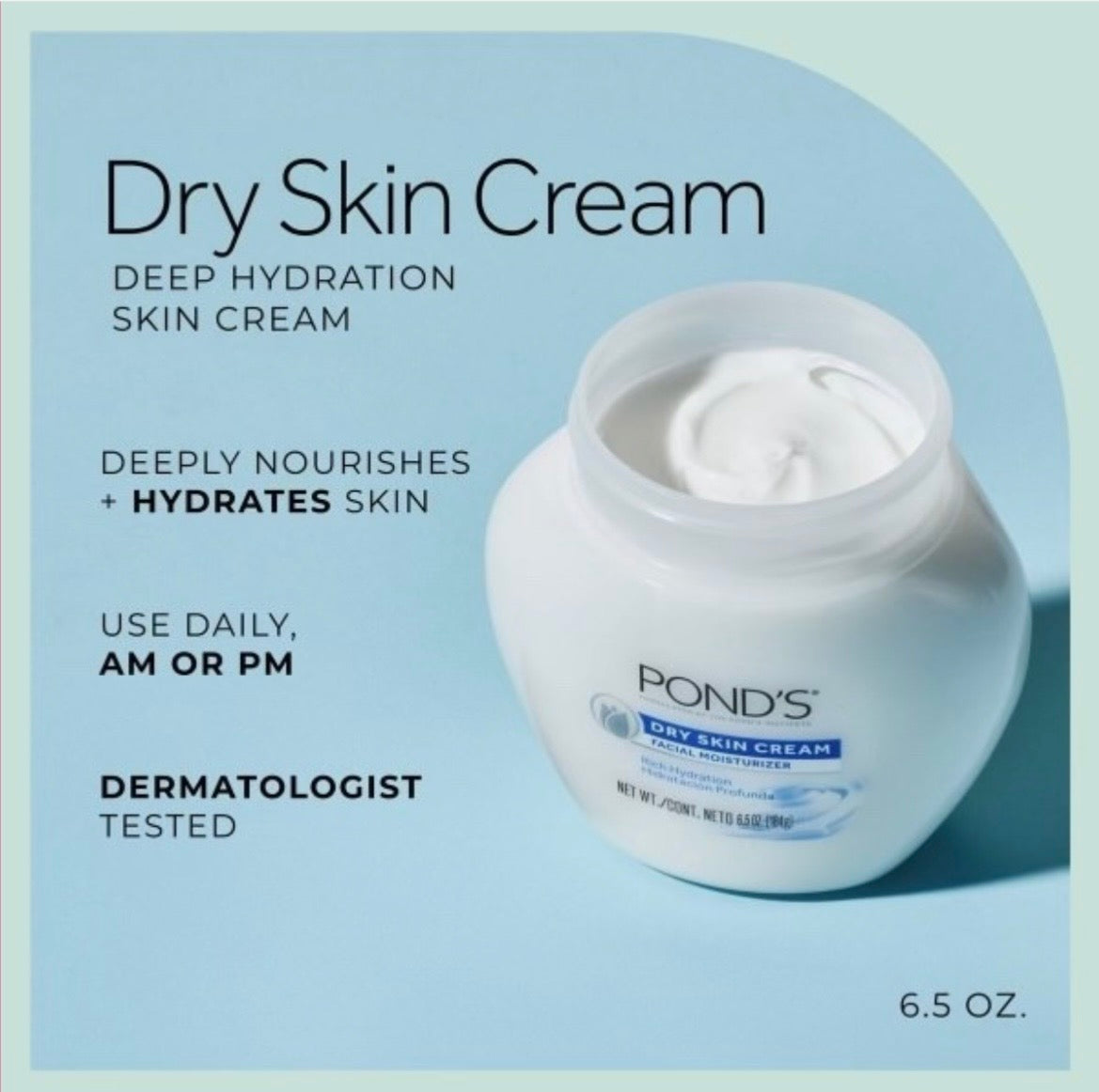 POND’S Dry Skin Cream Deep Hydrating Facial Moisturizer All Skin Types 6.5 OZ