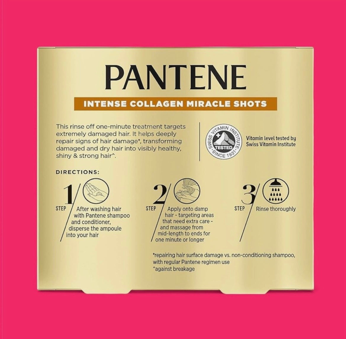 Pantene Intense Collagen Miracle Shots, 1 MINUTE HAIR TREATMENT (3PK) - 1.5 oz