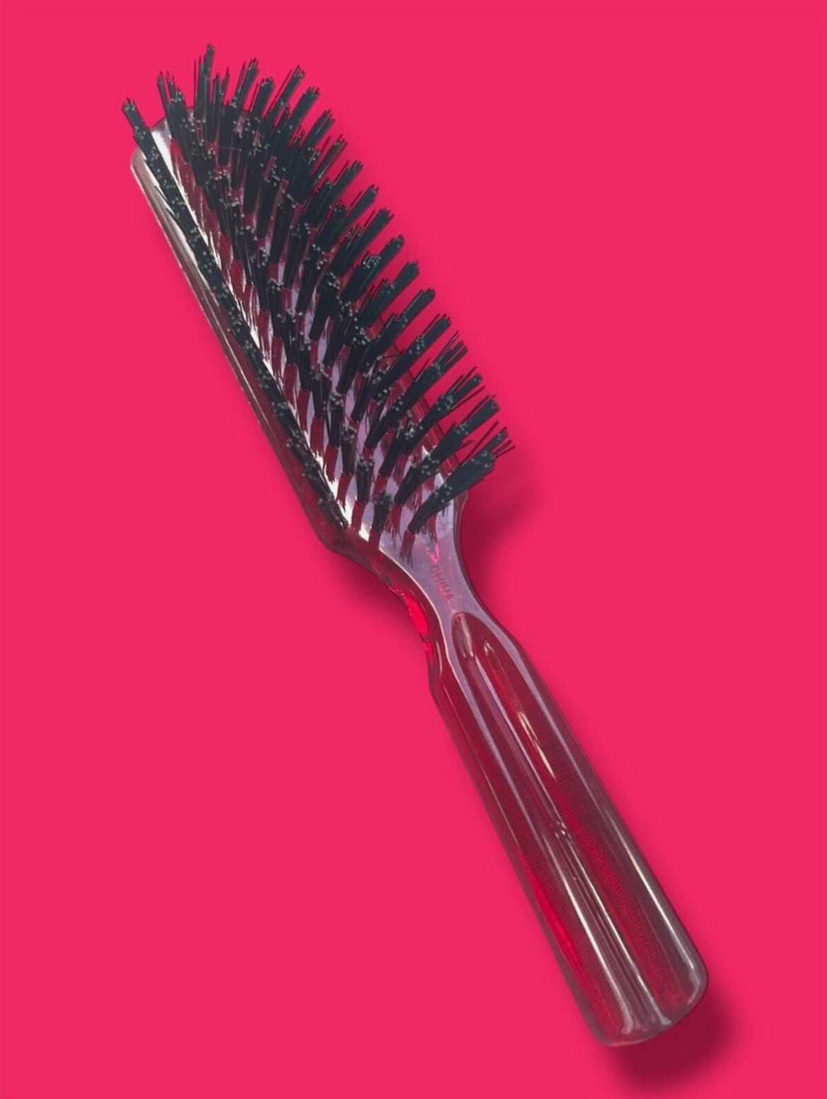 8 Inch Red Long Plastic Hair Styling Brush,Nylon Bristle