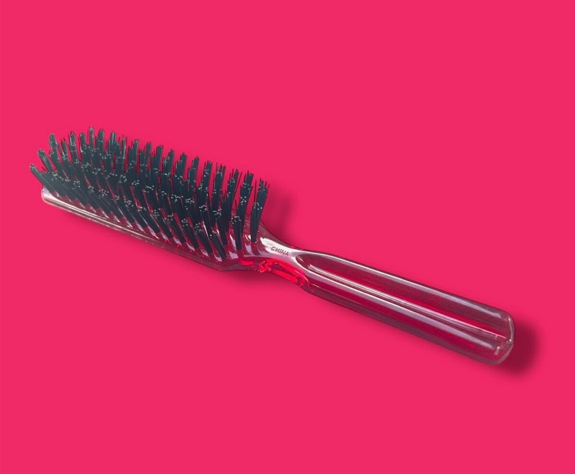8 Inch Red Long Plastic Hair Styling Brush,Nylon Bristle