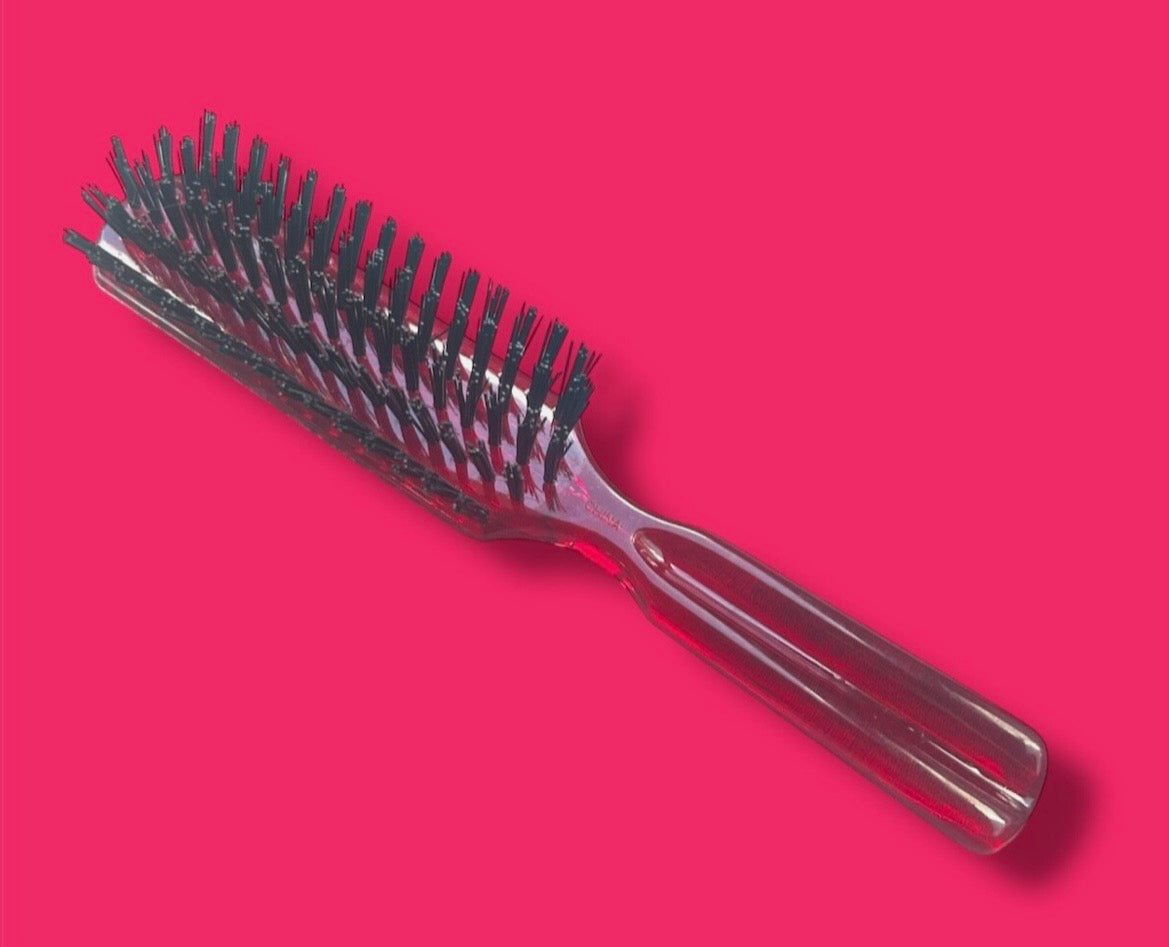 8 Inch Red Long Plastic Hair Styling Brush,Nylon Bristle
