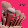 Maroon 13pc Makeup Brushes Set with Sponge & Bag - Free Gift Included!