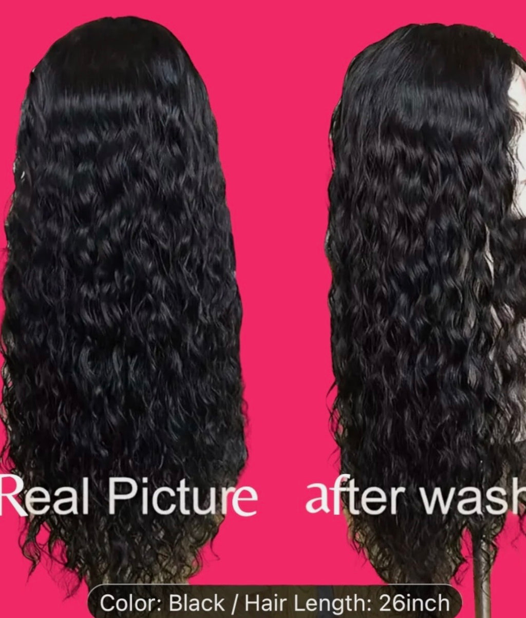 26 Inch Front Wig Lace Women's Brazilian Long Curly Wavy Hair Wig