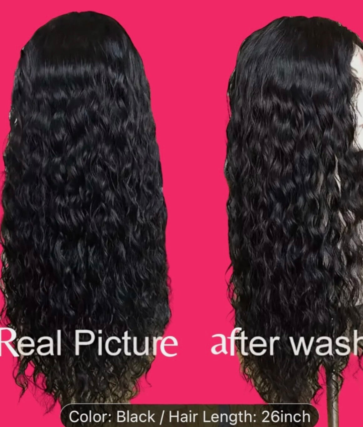 26 Inch Front Wig Lace Women's Brazilian Long Curly Wavy Hair Wig