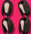 Short Luxurious Black Lace Front Bob, Soft, Elegant, Straight Wig (11.8 inch)