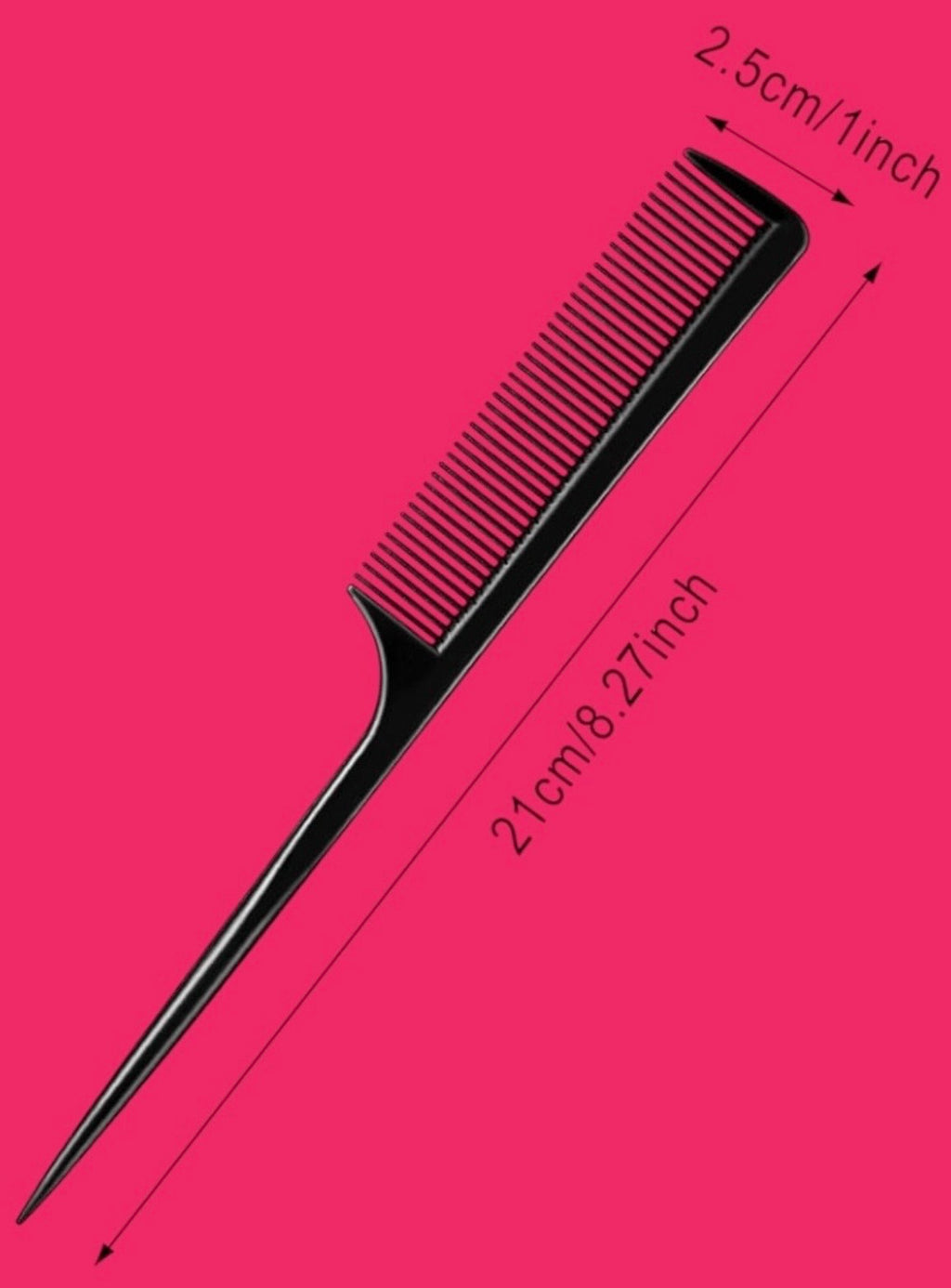 Diane Rat Tail Black Combs – Set of 12 PACK – Fine Tooth and Sectioning Comb
