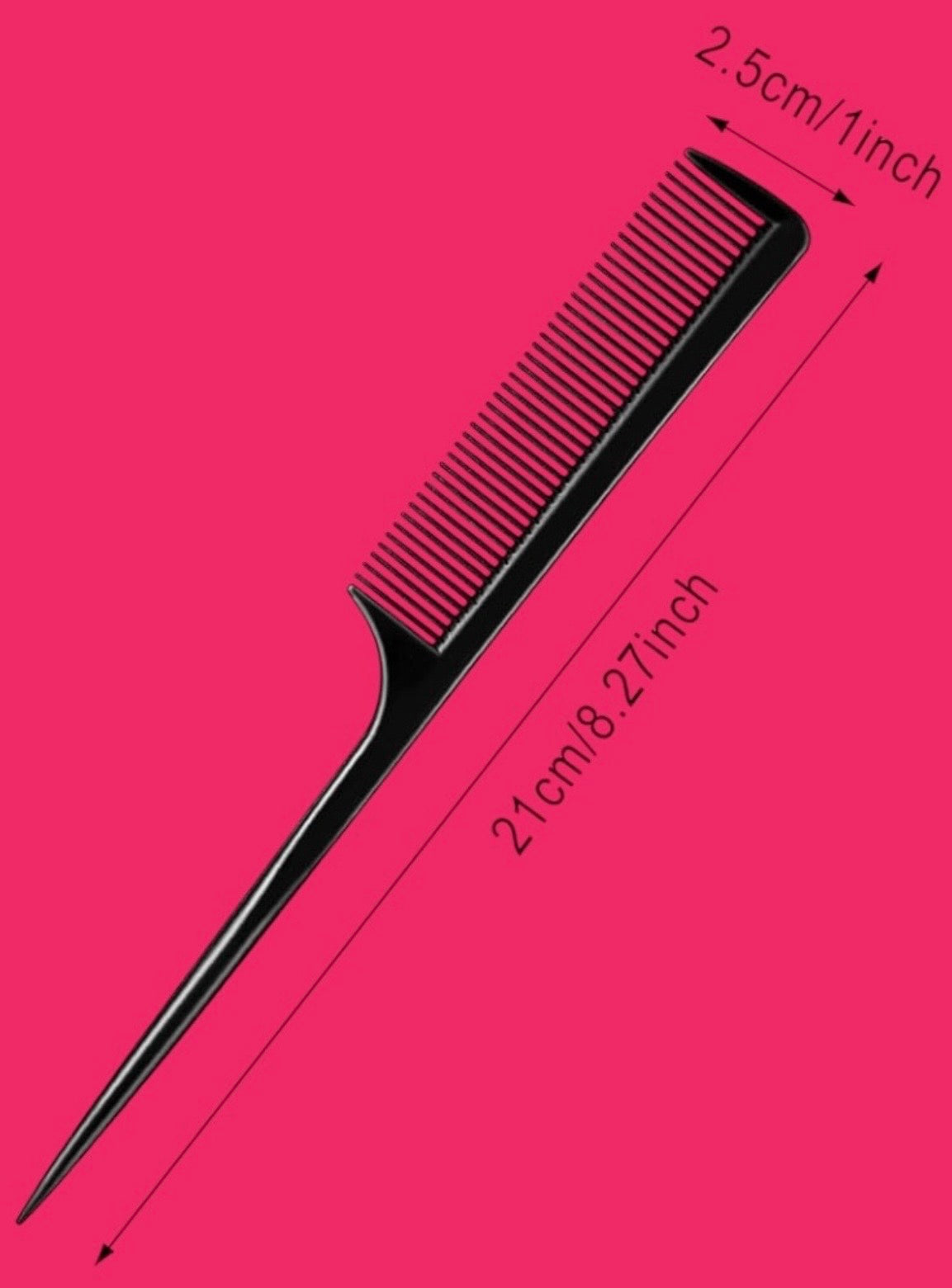 Diane Rat Tail Black Combs – Set of 12 PACK – Fine Tooth and Sectioning Comb