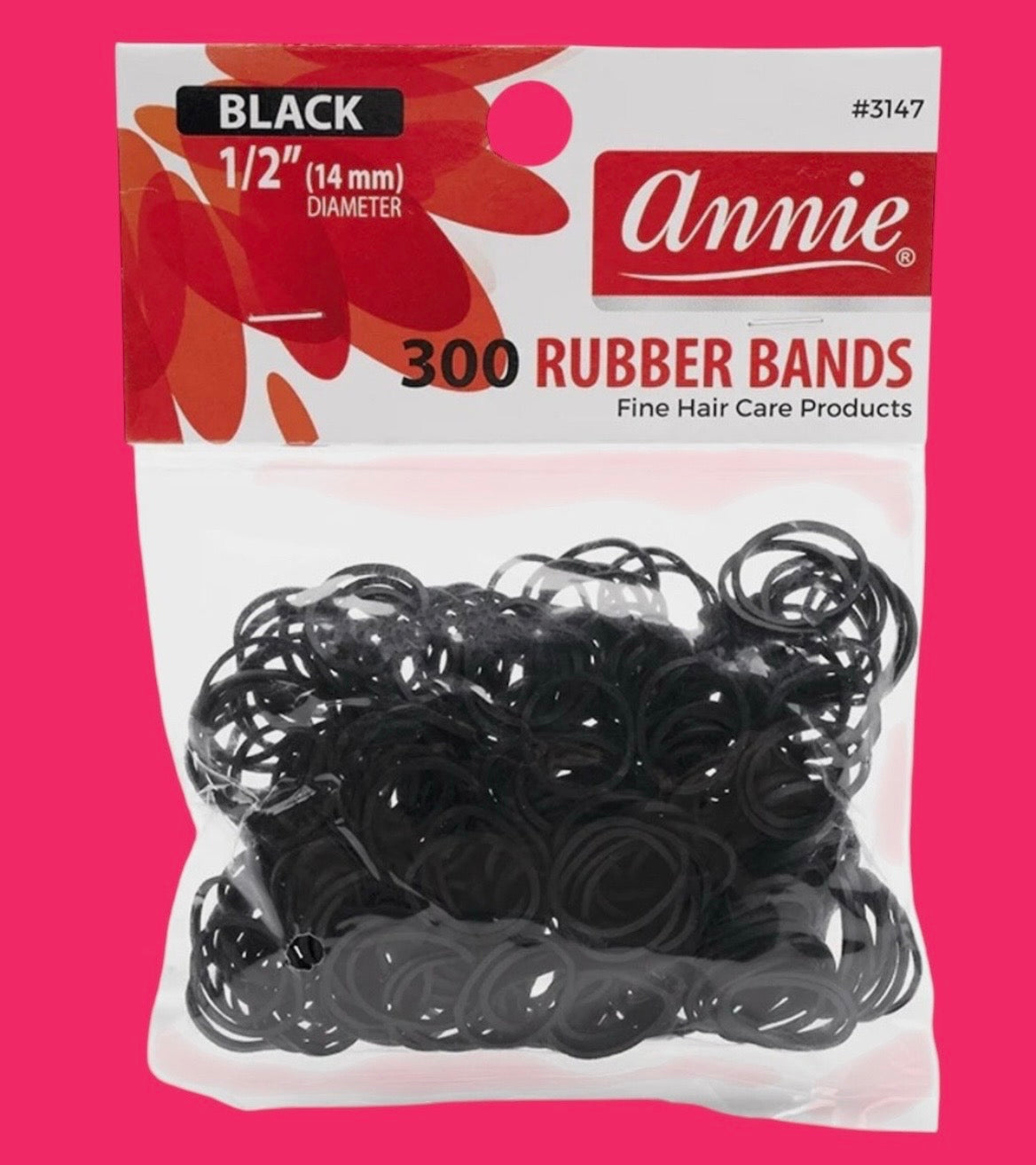 300 Rubber Bands Black Small ONE SIZE 1/2" #3147 Elastic Hair TIe