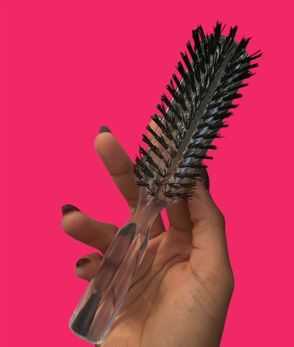 8 Inch Clear Long Plastic Hair Styling Brush,Nylon Bristle
