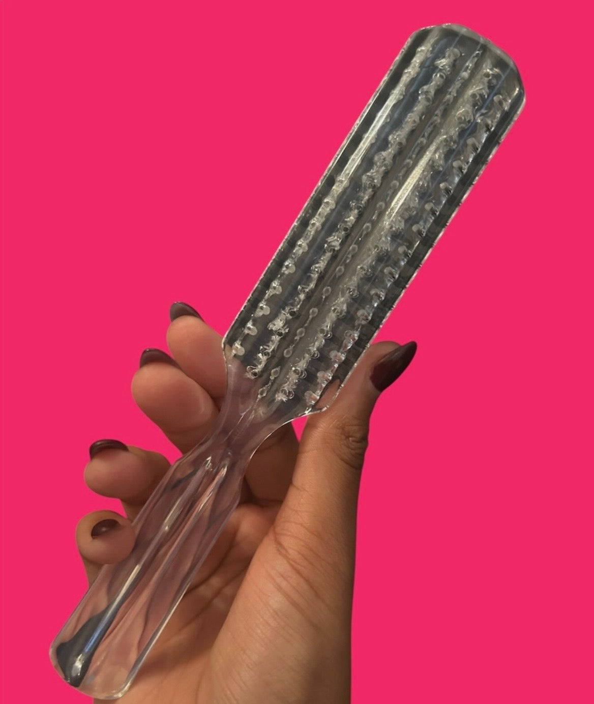 8 Inch Clear Long Plastic Hair Styling Brush,Nylon Bristle